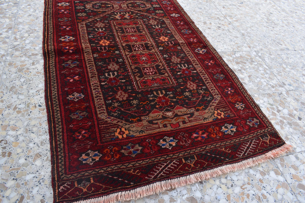 4.4 x 2.8 ft Vintage Antique Afghan Handmade Rug | Unique Tribal Design | Authentic Wool Carpet | Floor Rug | Wall Hanging Rug