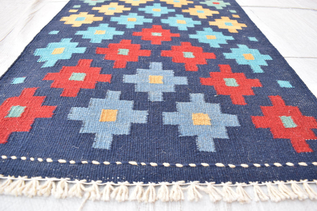 Antique Afghan Kilim Runner – Handwoven Wool, Geometric Tribal Design, 5.11x2 ft, Hallway Rug Farm House, Entryway Rug, Door Mat