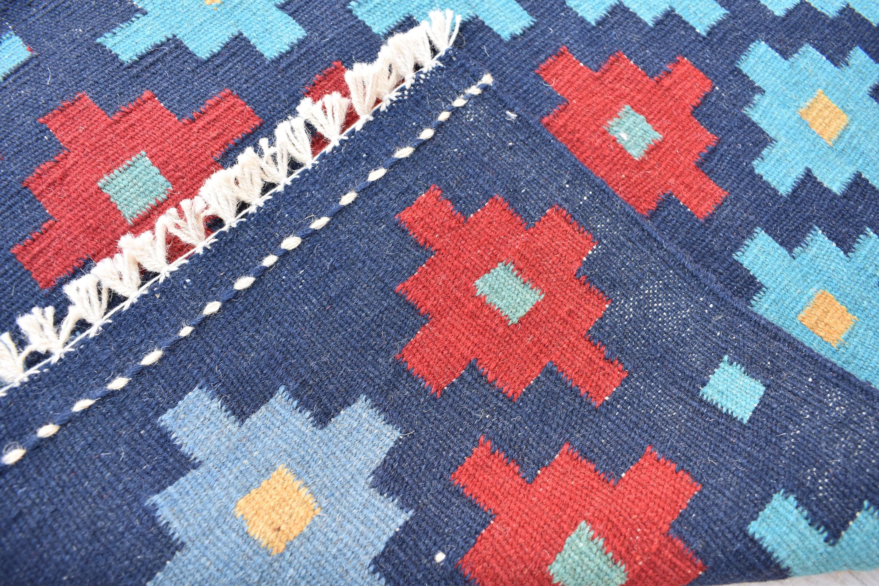 Antique Afghan Kilim Runner – Handwoven Wool, Geometric Tribal Design, 5.11x2 ft, Hallway Rug Farm House, Entryway Rug, Door Mat