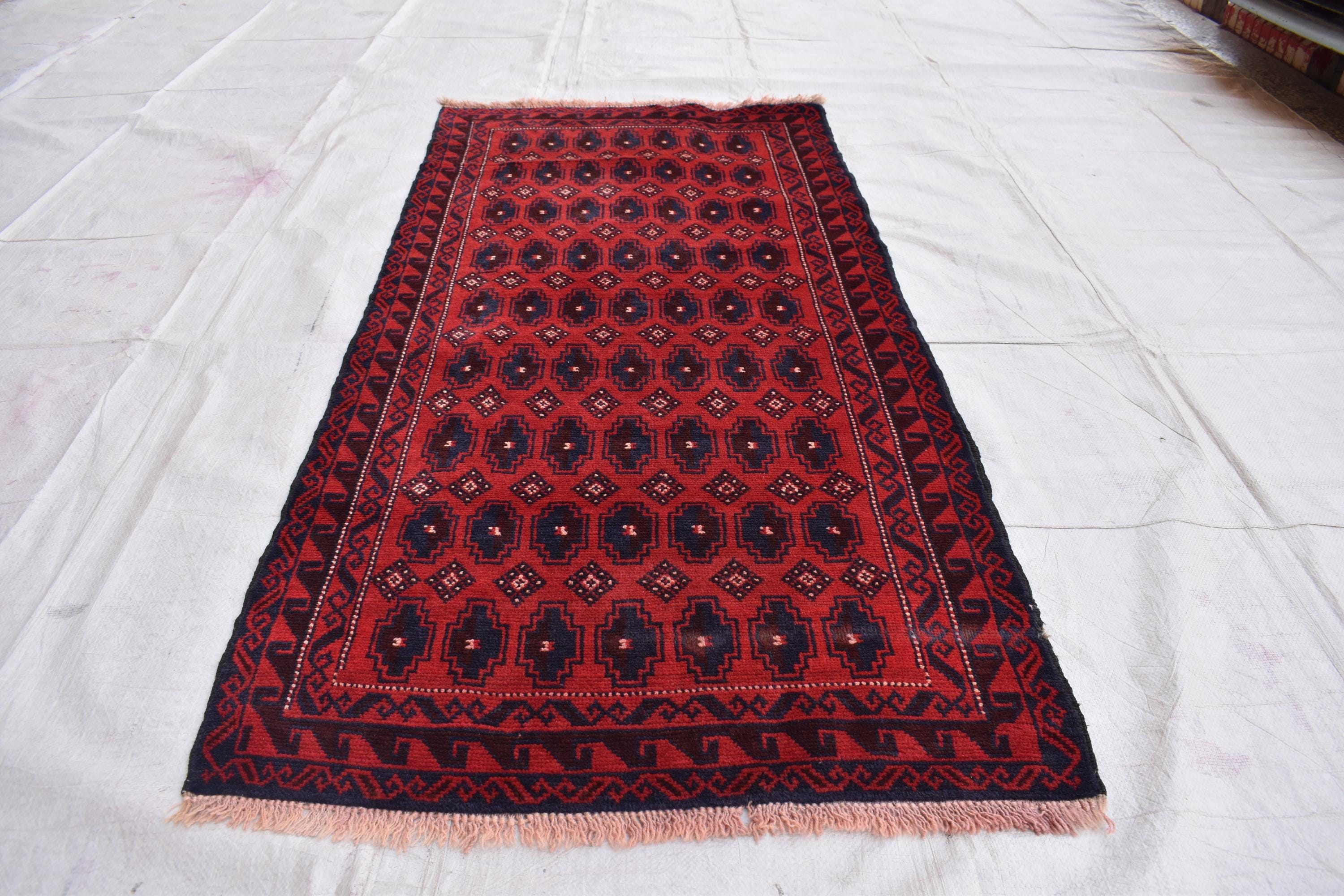 50-Years Old Antique Baluchi Rug 6.1x2.10 ft - Handwoven Wool, Vintage Tribal Carpet, Flatweave Ethnic Decor, Living Room Rug