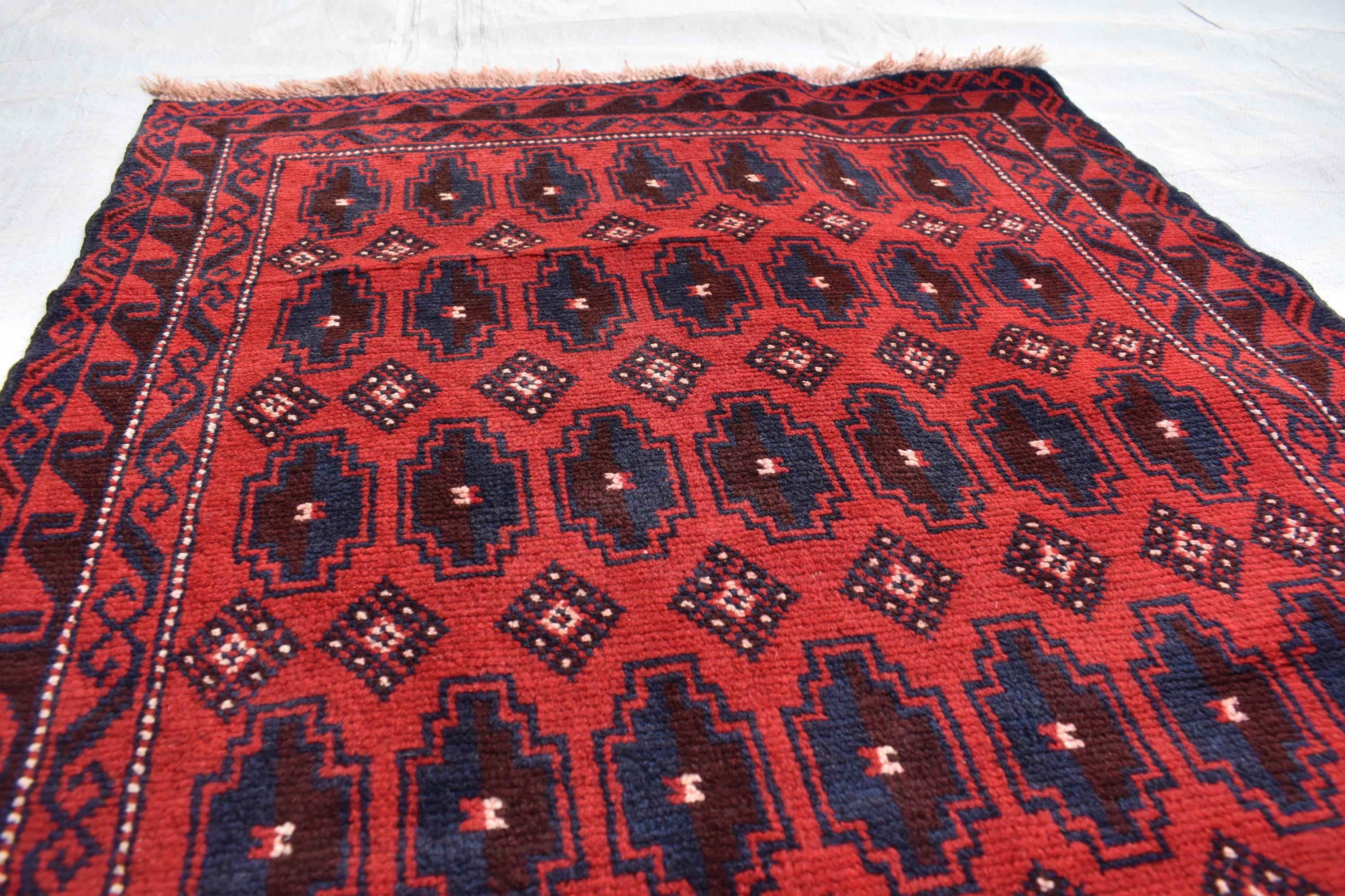 50-Years Old Antique Baluchi Rug 6.1x2.10 ft - Handwoven Wool, Vintage Tribal Carpet, Flatweave Ethnic Decor, Living Room Rug