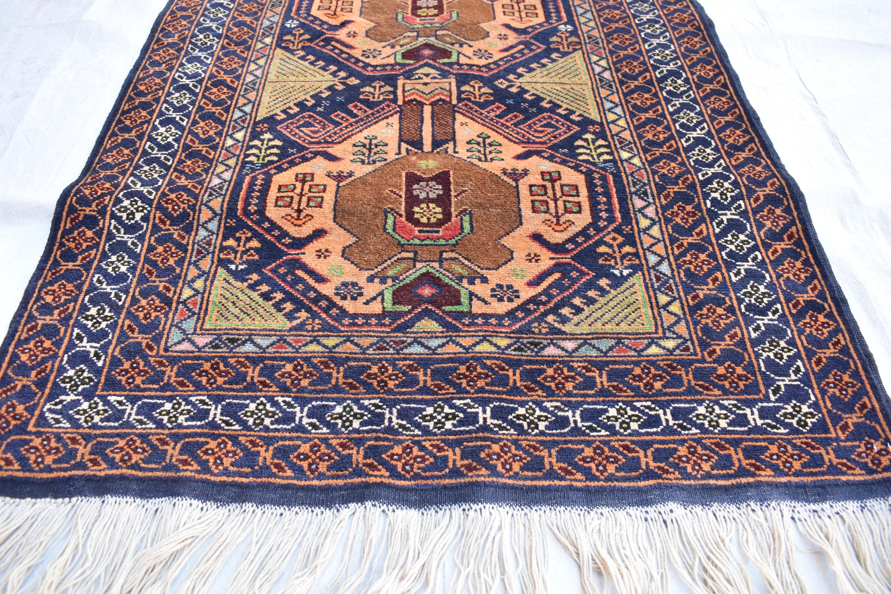 Antique Baluchi Runner 3x13 - Vintage Brown Green and Bronze Tribal Carpet - Narrow Hallway Rug, Ethnic Boho Floor Cover, Collector's Piece