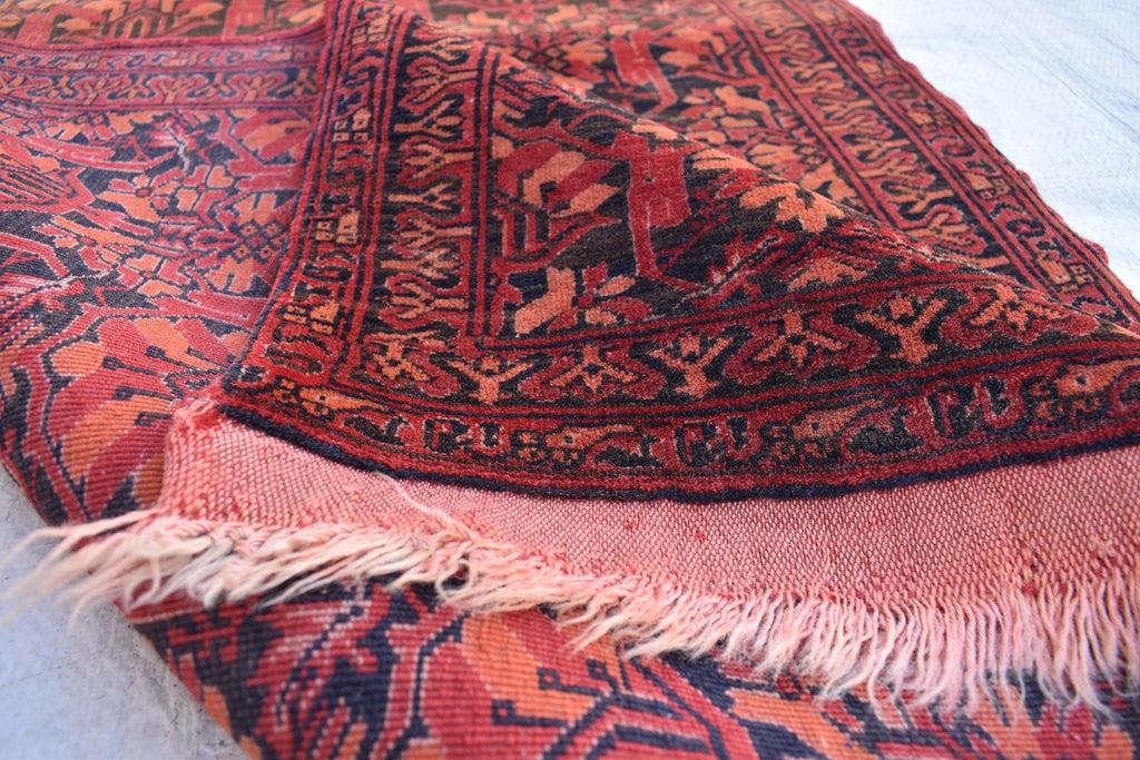 Antique Handmade Runner 12.6 x 2.9 ft - Vintage Persian Hallway Rug, Unique Oriental Carpet, Long Handwoven Floor Runner