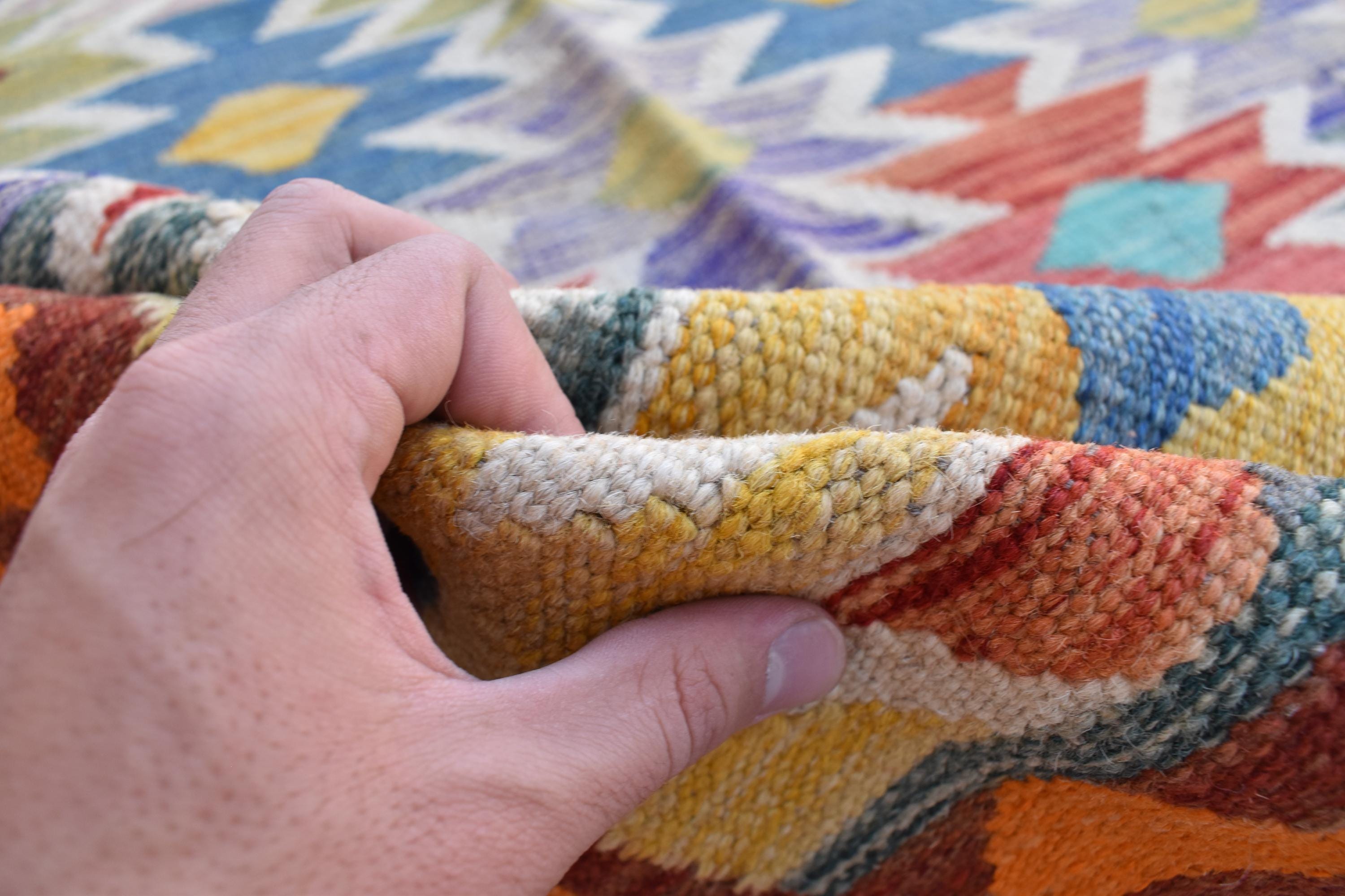 Antique Afghan Kilim Rug – Handwoven Wool, Geometric Tribal Design, 6.2x4 ft, Small Area Rug, Bedroom Rug, Wall Hanging Rug