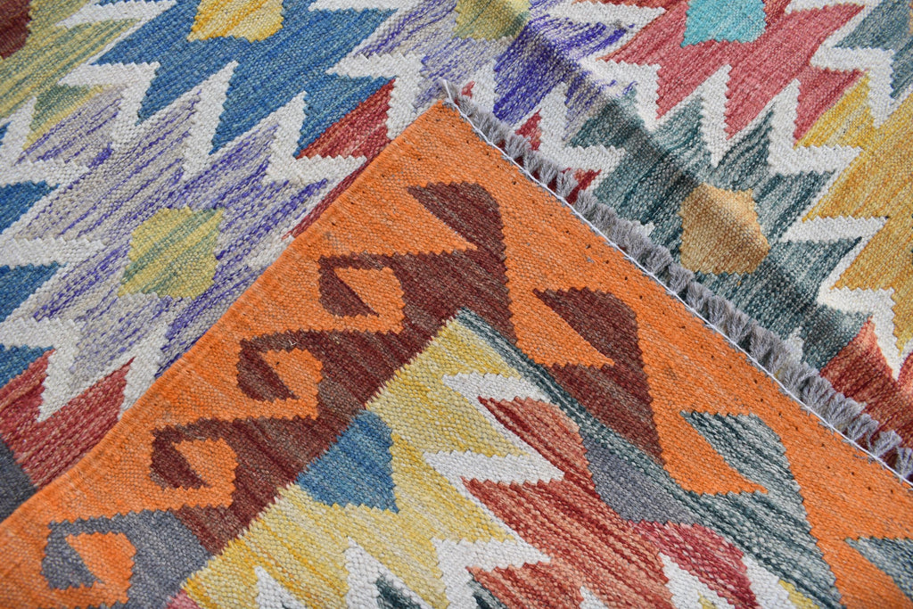 Antique Afghan Kilim Rug – Handwoven Wool, Geometric Tribal Design, 6.2x4 ft, Small Area Rug, Bedroom Rug, Wall Hanging Rug