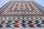 1980s Antique Afghan Kilim Rug – Handwoven Wool, Geometric Tribal Design, 5.10x4.3 ft, Wall Hanging Rug, Small Area Rug