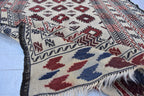 1980s Antique Afghan Kilim Rug – Handwoven Wool, Geometric Tribal Design, 5.10x4.3 ft, Wall Hanging Rug, Small Area Rug