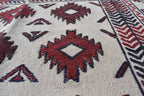 1980s Antique Afghan Kilim Rug – Handwoven Wool, Geometric Tribal Design, 5.10x4.3 ft, Wall Hanging Rug, Small Area Rug
