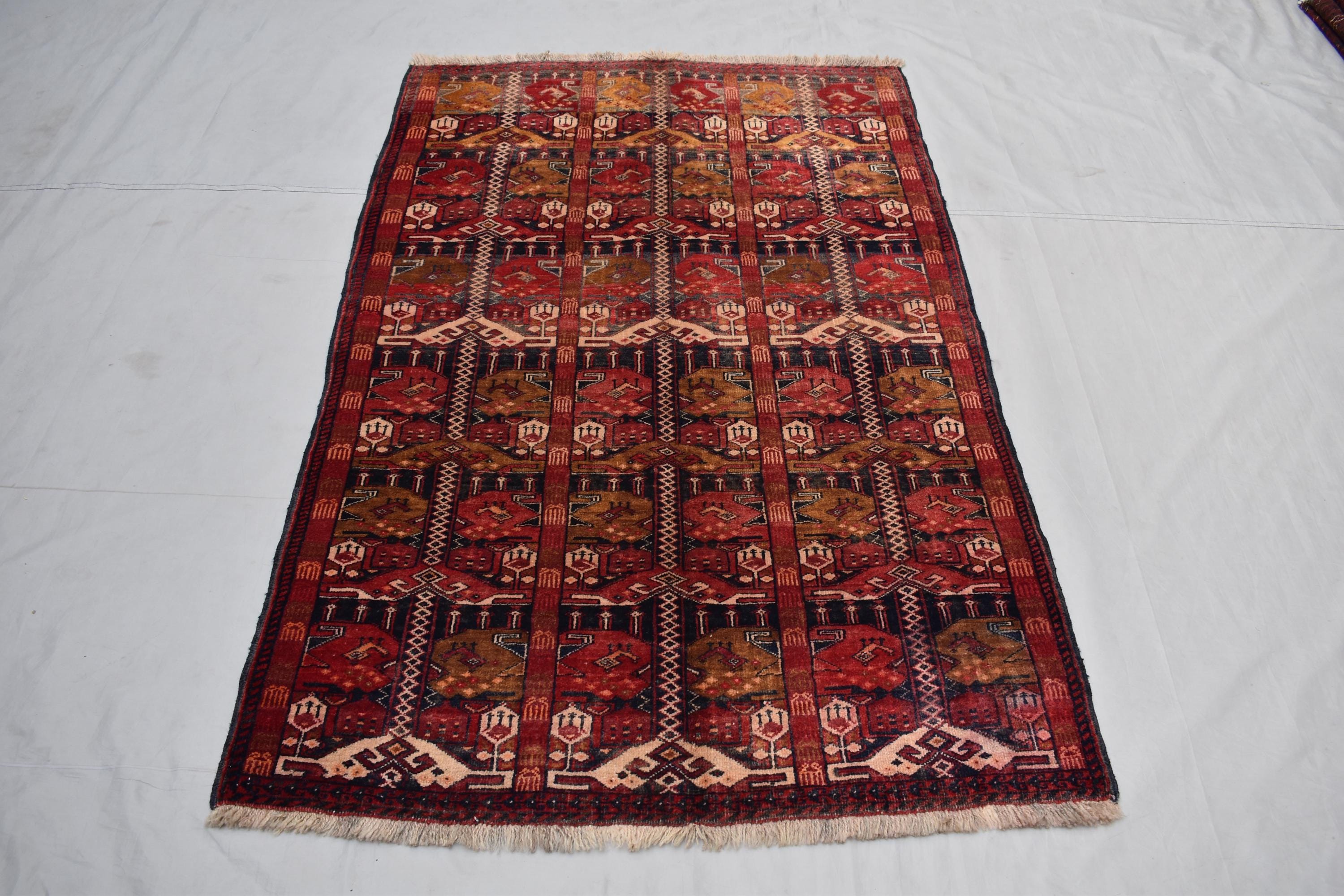 Authentic Afghan Run Ala Bakhmal Rug - 5.3 x 3.3 ft - Handmade Traditional Carpet, Living Room Rug, Bedroom Rug, Wall Hanging Rug
