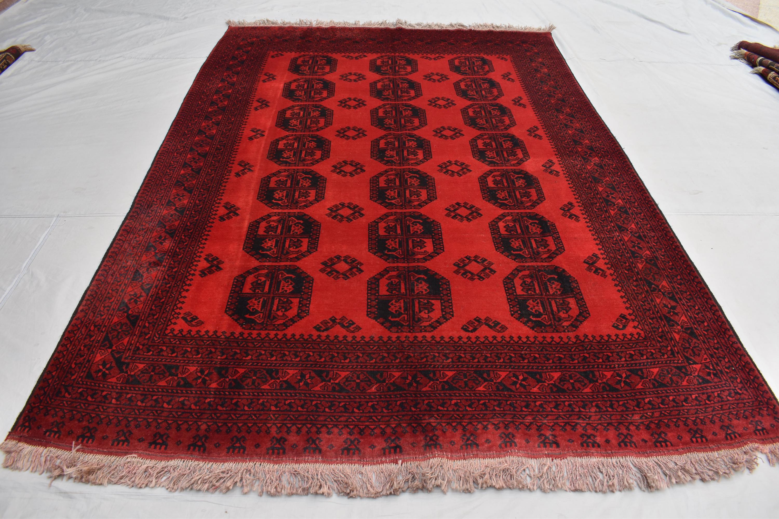 Antique Afghan Rug - 9.5 x 6.5 ft - Handwoven Vintage Rug - Traditional Afghan Carpet - Wool Rug - Authentic Oriental Rug - Collectible Rug