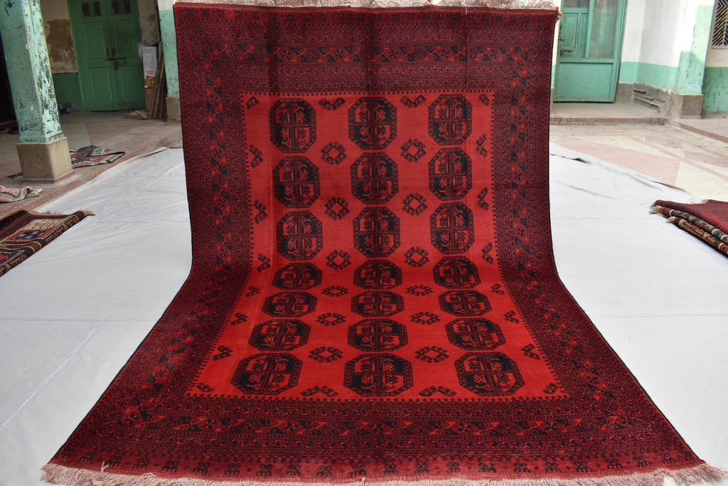 Antique Afghan Rug - 9.5 x 6.5 ft - Handwoven Vintage Rug - Traditional Afghan Carpet - Wool Rug - Authentic Oriental Rug - Collectible Rug