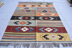 Unique Afghan Kilim Rug – Handwoven Wool, Geometric Tribal Design, 6.6x4.11 ft | Farm House Rug | Bohemian Rug | Office Rug