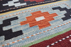 Unique Afghan Kilim Rug – Handwoven Wool, Geometric Tribal Design, 6.6x4.11 ft | Farm House Rug | Bohemian Rug | Office Rug