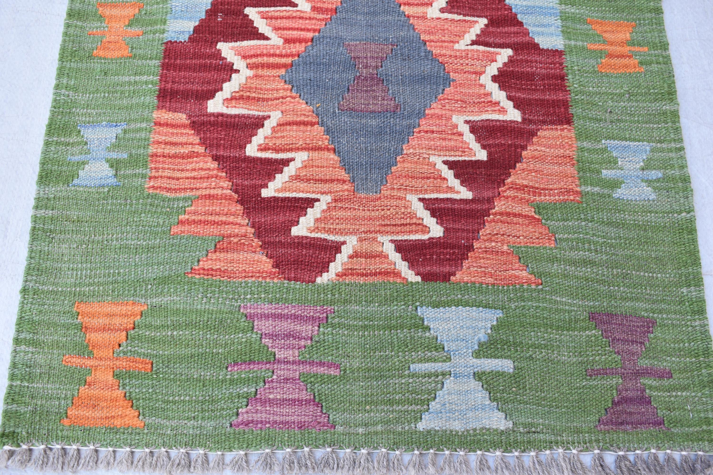 Handmade Afghan Kilim Runner Rug 6.5x2.1 ft - Vintage Flatweave, Boho Hallway Decor, Rustic Wool Area Carpet, Ethnic Tribal Pattern, Doormat