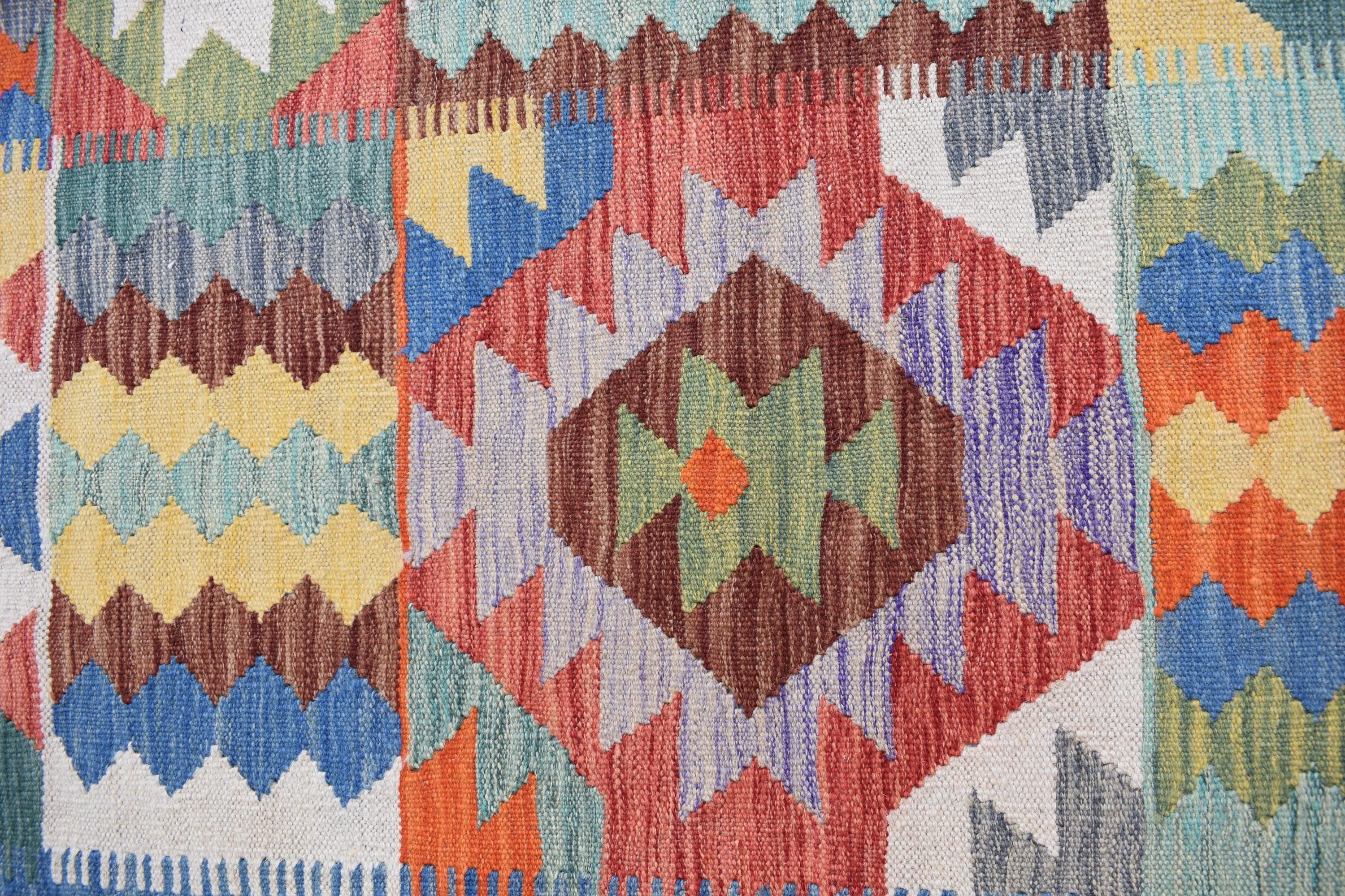 Handwoven Afghan Kilim Rug 6.8x4.11 ft - Boho Tribal Wool Area Carpet, Flatweave Vintage Decor, Farm House Rug, living room Rug