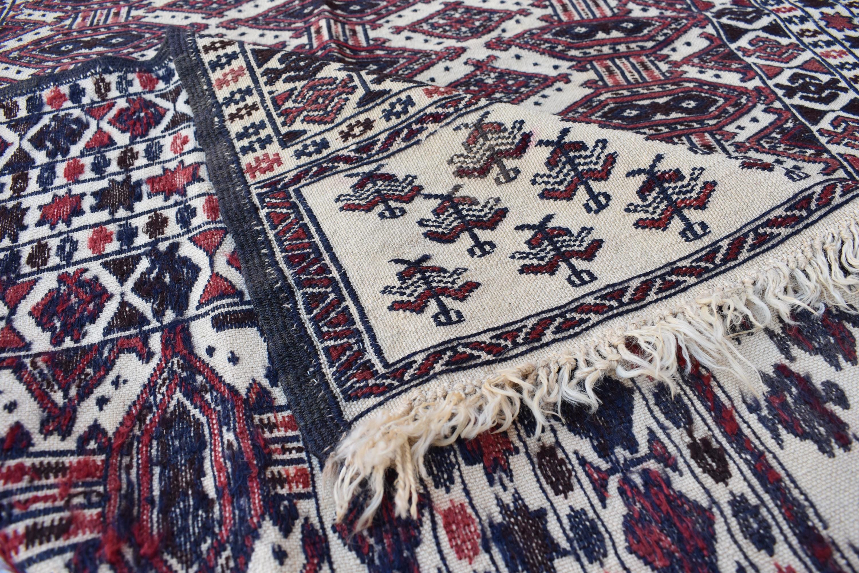Antique Afghan Zahir Shahi Kilim 6x4.2 ft - 60 Years Old, Handwoven Tribal Wool Rug, Vintage Flatweave, Boho Ethnic Decor, Wall Hanging Rug