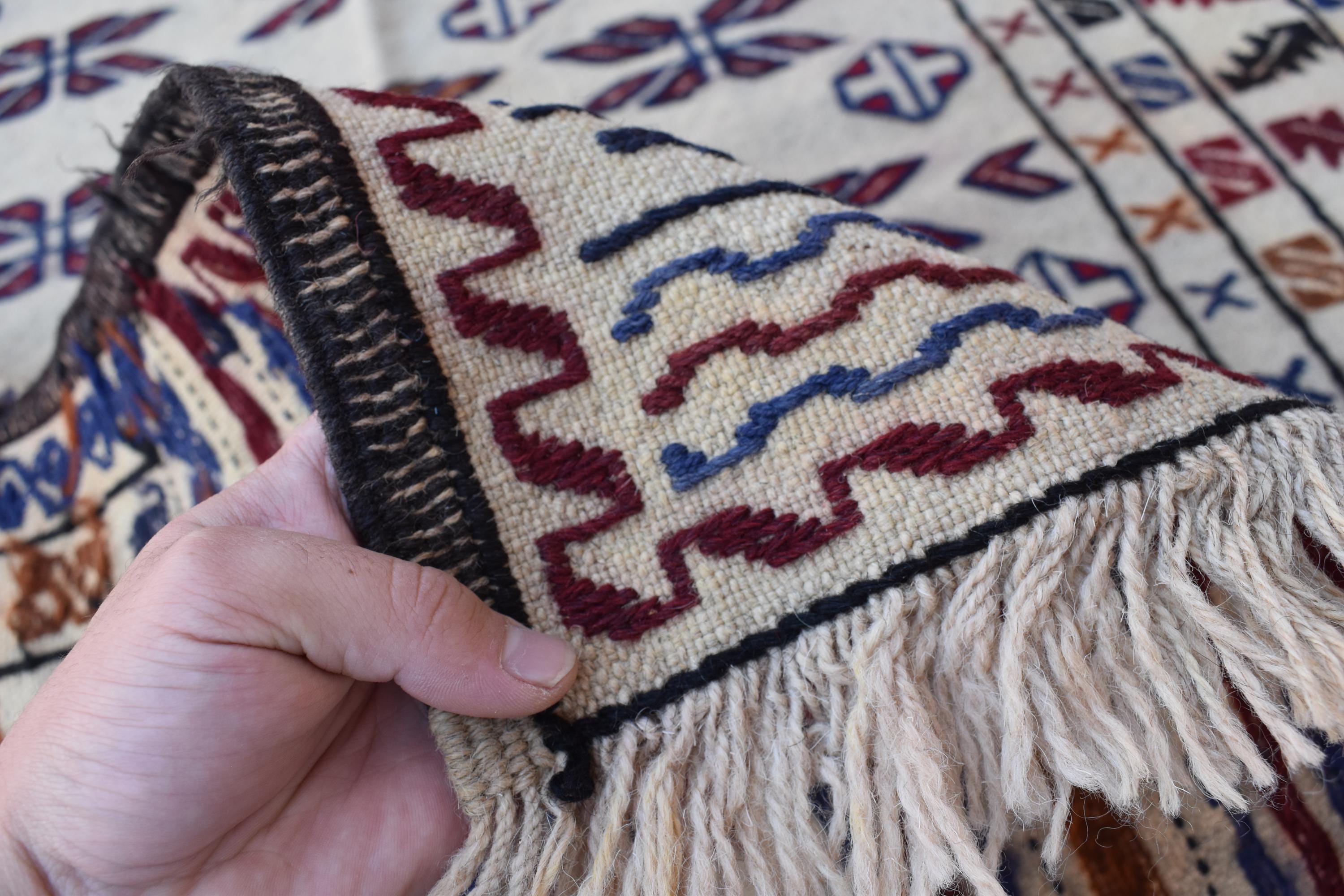 Antique Afghan Kilim Rug 6.3x4.1 ft - 30 Years Old, Handwoven Vintage Wool Flatweave, Tribal Boho Decor, Wall Hanging Rug, Bedroom Rug