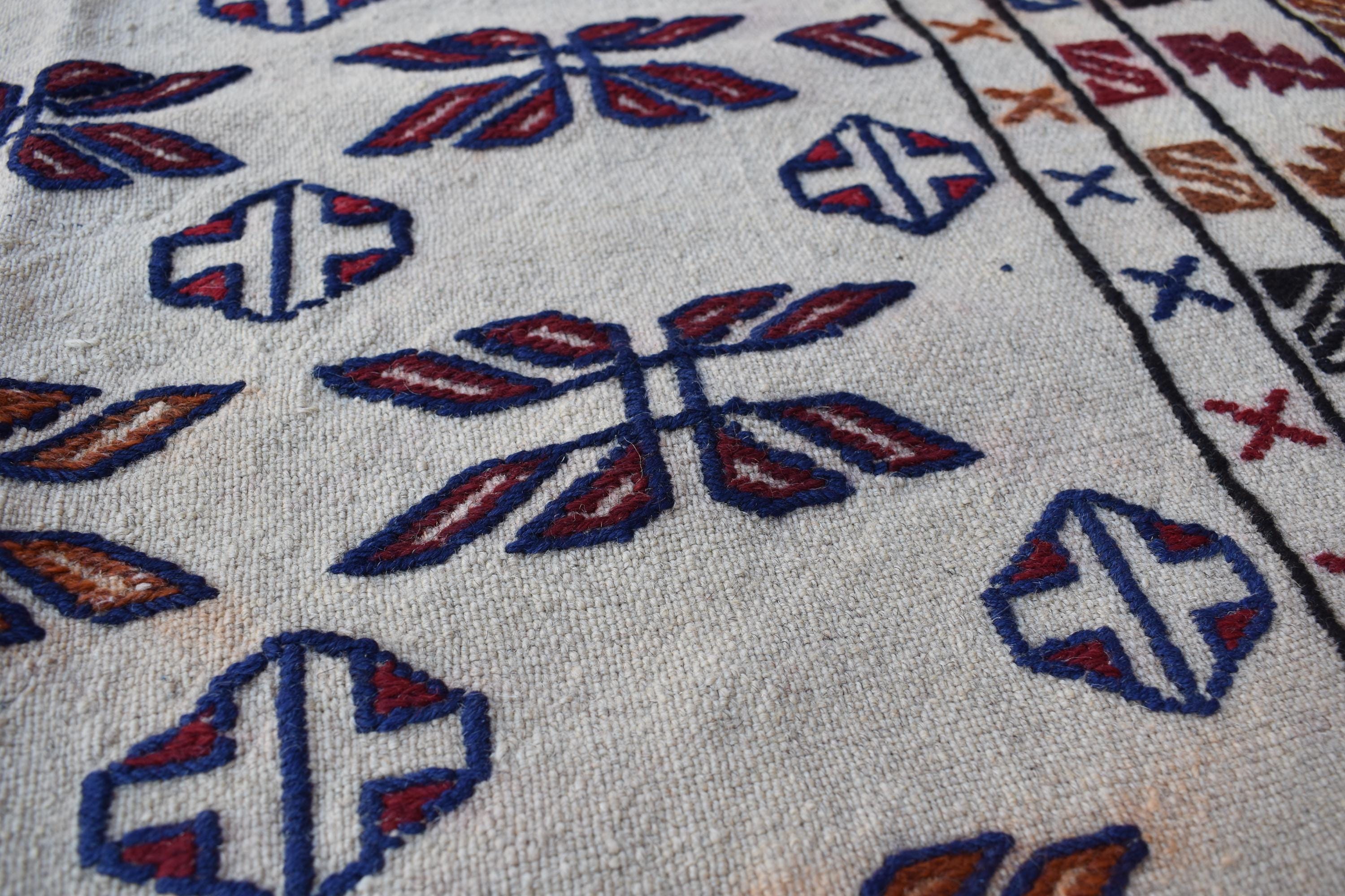Antique Afghan Kilim Rug 6.3x4.1 ft - 30 Years Old, Handwoven Vintage Wool Flatweave, Tribal Boho Decor, Wall Hanging Rug, Bedroom Rug