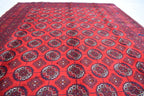 6x9 Vintage Handmade Ahal Gull Red Rug Afghan Wool Tribal Carpet, Rug for Living Room, Bedroom Rug, Red Shape Soft Fine Quality Rug 6.5x9.5