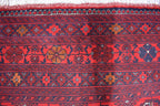 6x9 Vintage Handmade Ahal Gull Red Rug Afghan Wool Tribal Carpet, Rug for Living Room, Bedroom Rug, Red Shape Soft Fine Quality Rug 6.5x9.5