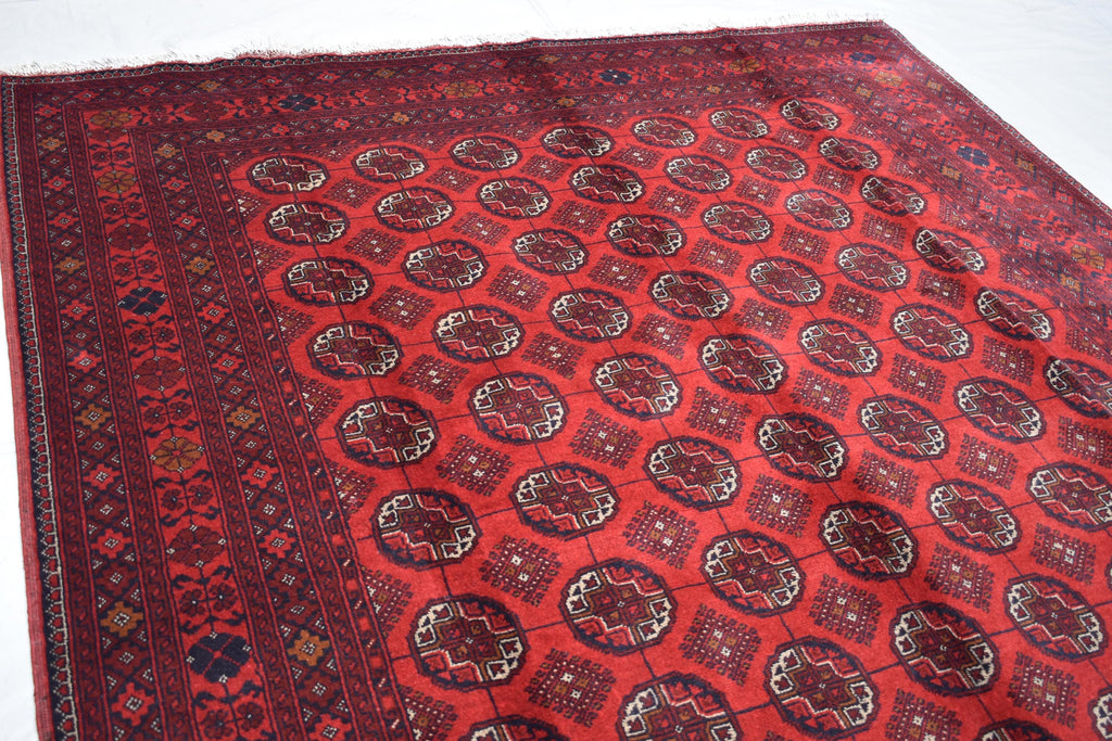 6x9 Vintage Handmade Ahal Gull Red Rug Afghan Wool Tribal Carpet, Rug for Living Room, Bedroom Rug, Red Shape Soft Fine Quality Rug 6.5x9.5