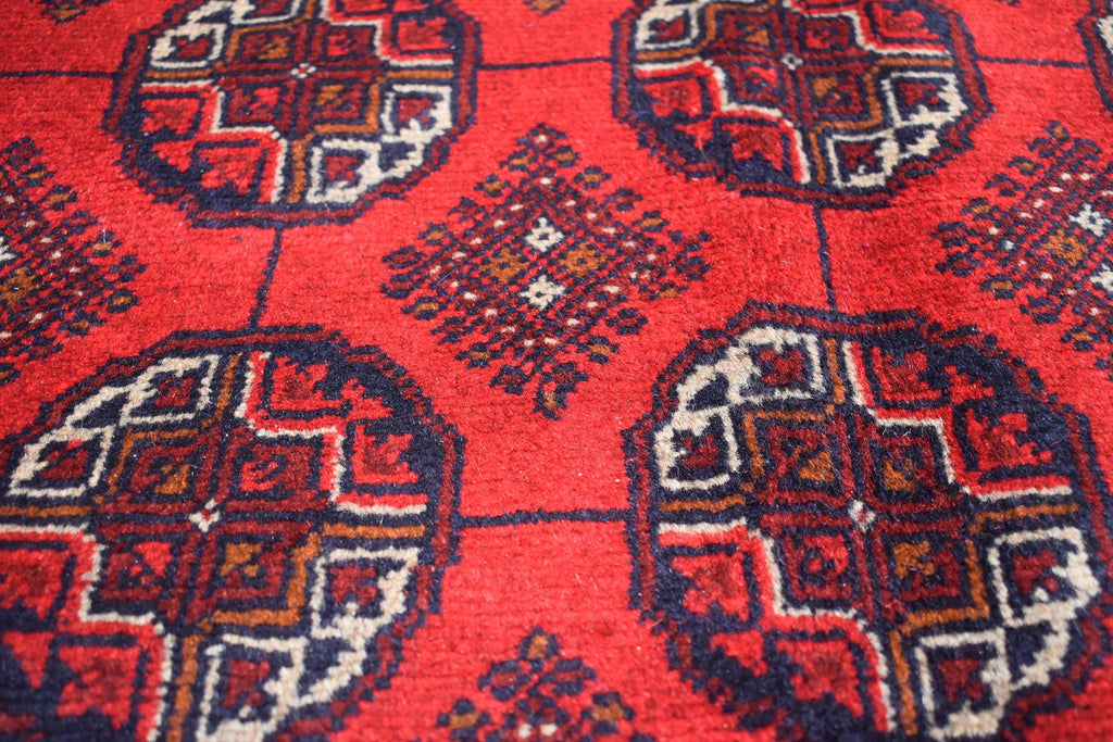 6x9 Vintage Handmade Ahal Gull Red Rug Afghan Wool Tribal Carpet, Rug for Living Room, Bedroom Rug, Red Shape Soft Fine Quality Rug 6.5x9.5