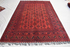 9.6 x 6.6 ft Handmade Ahal Gull Red Rug -Afghan Wool Tribal Carpet, Antique Red Afghan Collectible Rug, Living Room, Bedroom Rug