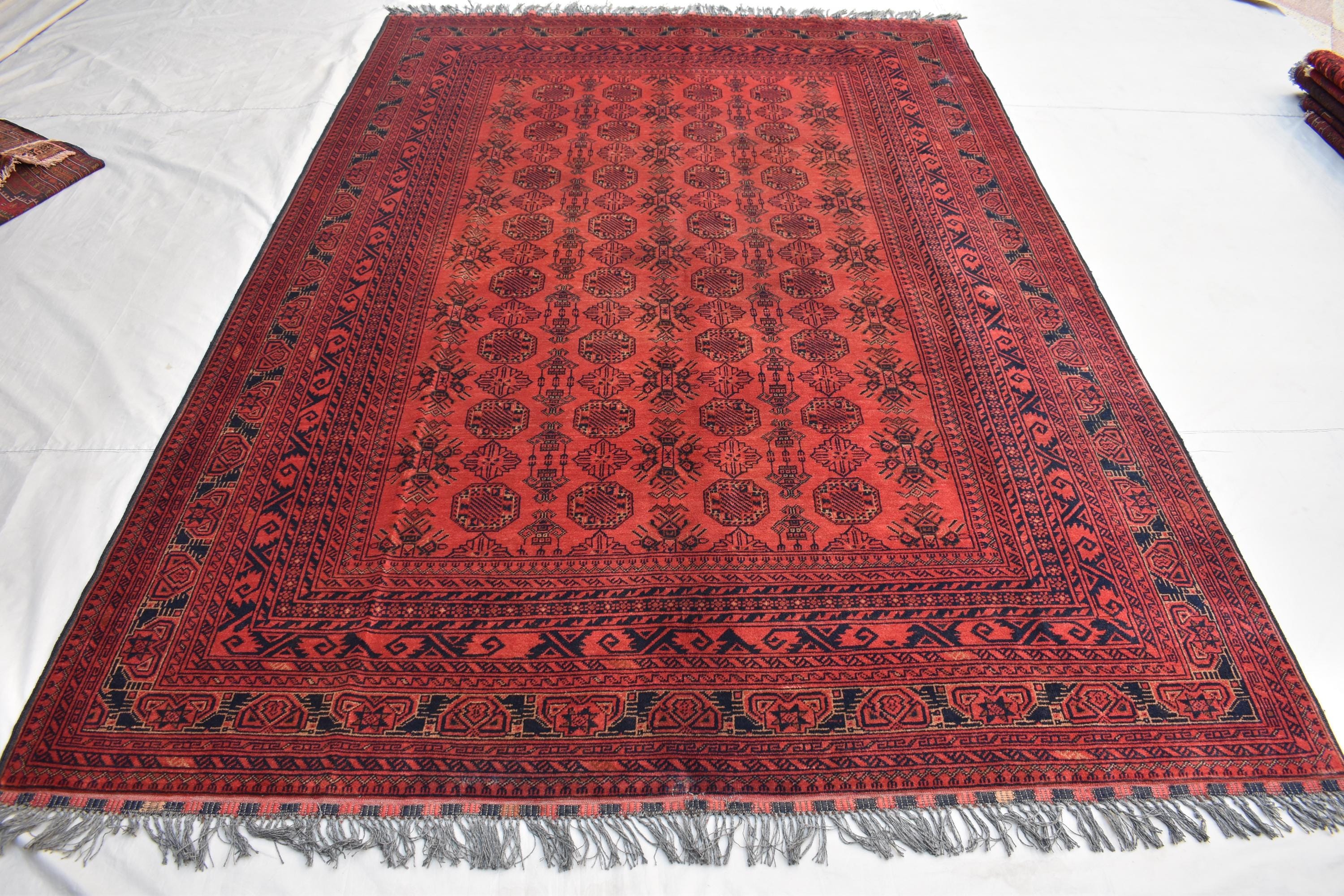 9.6 x 6.6 ft Handmade Ahal Gull Red Rug -Afghan Wool Tribal Carpet, Antique Red Afghan Collectible Rug, Living Room, Bedroom Rug