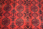 9.6 x 6.6 ft Handmade Ahal Gull Red Rug -Afghan Wool Tribal Carpet, Antique Red Afghan Collectible Rug, Living Room, Bedroom Rug