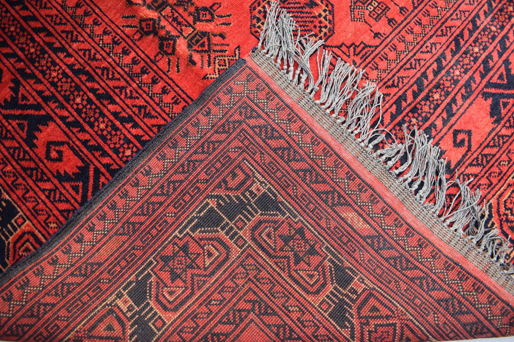 9.6 x 6.6 ft Handmade Ahal Gull Red Rug -Afghan Wool Tribal Carpet, Antique Red Afghan Collectible Rug, Living Room, Bedroom Rug