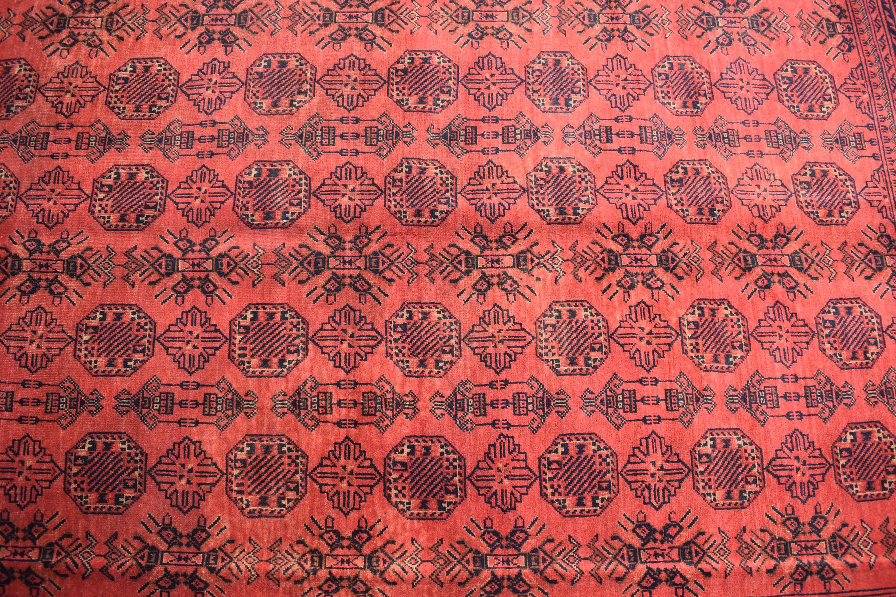 9.6 x 6.6 ft Handmade Ahal Gull Red Rug -Afghan Wool Tribal Carpet, Antique Red Afghan Collectible Rug, Living Room, Bedroom Rug