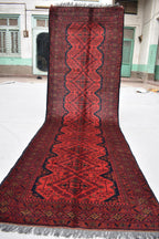 Vintage Khal Mohammadi Runner Rug - 9.15 x 2.72 ft - Handmade Afghan Wool Carpet, Red Hallway Runner, Entry Way Rug, Collectible Rug