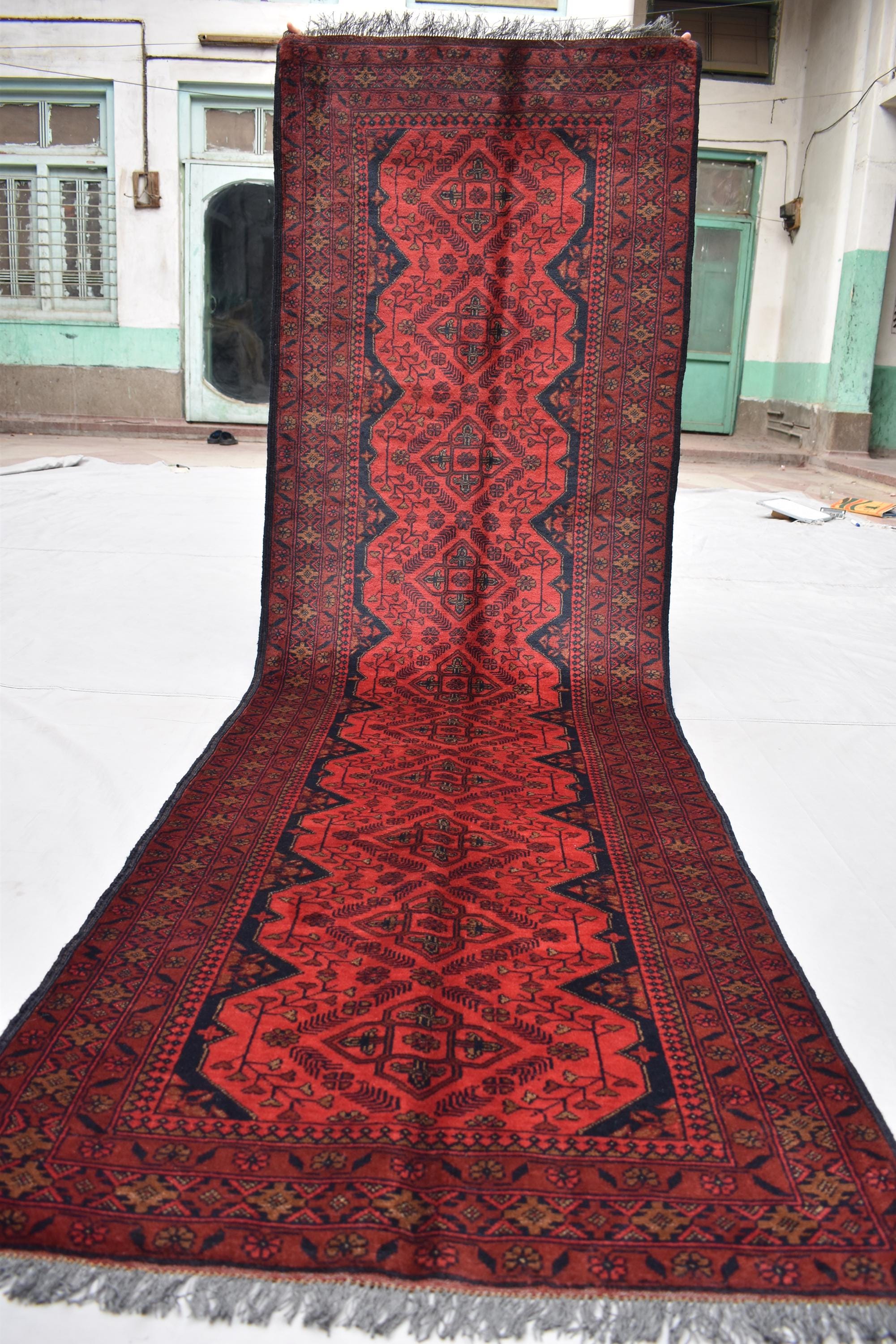 Vintage Khal Mohammadi Runner Rug - 9.15 x 2.72 ft - Handmade Afghan Wool Carpet, Red Hallway Runner, Entry Way Rug, Collectible Rug