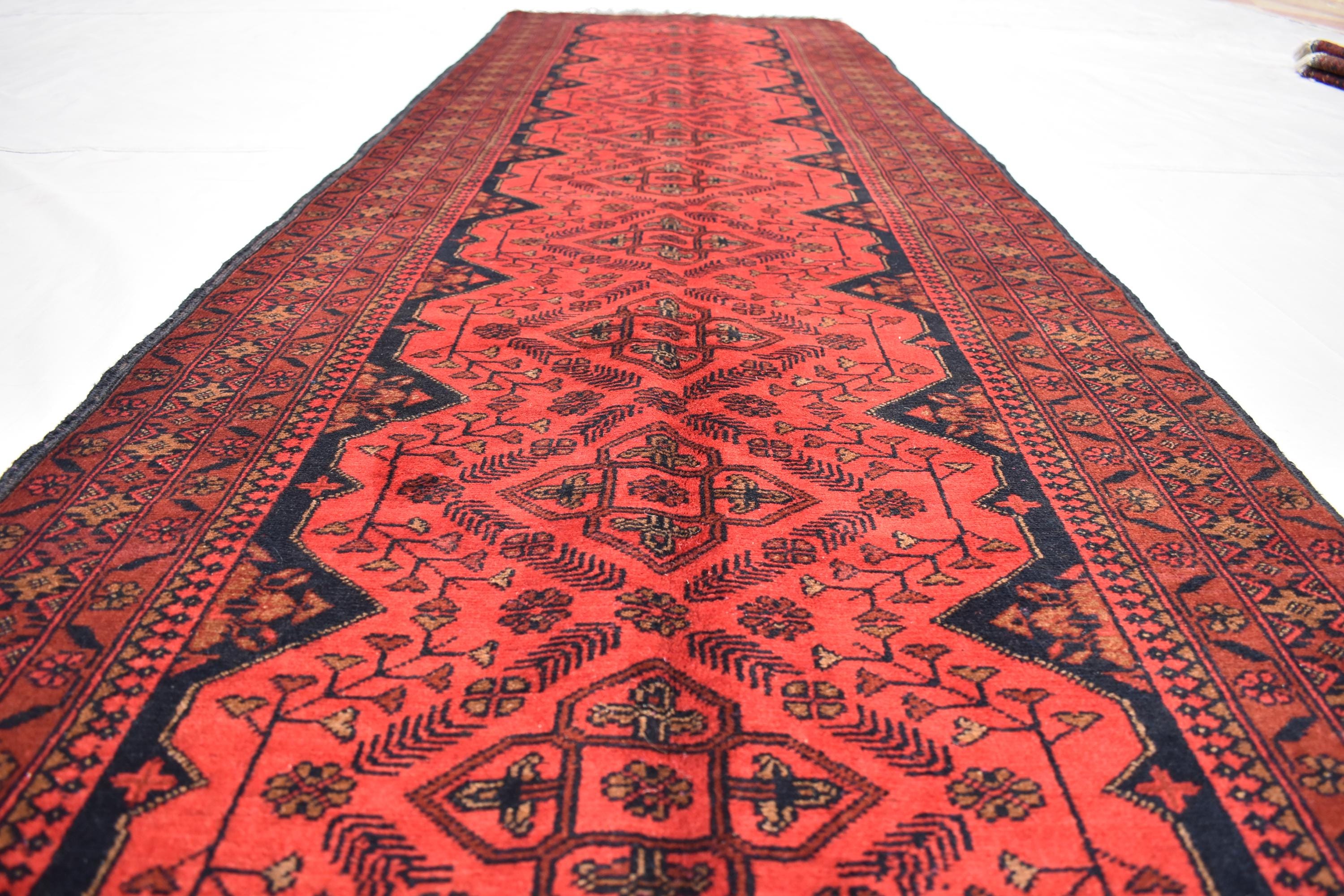 Vintage Khal Mohammadi Runner Rug - 9.15 x 2.72 ft - Handmade Afghan Wool Carpet, Red Hallway Runner, Entry Way Rug, Collectible Rug
