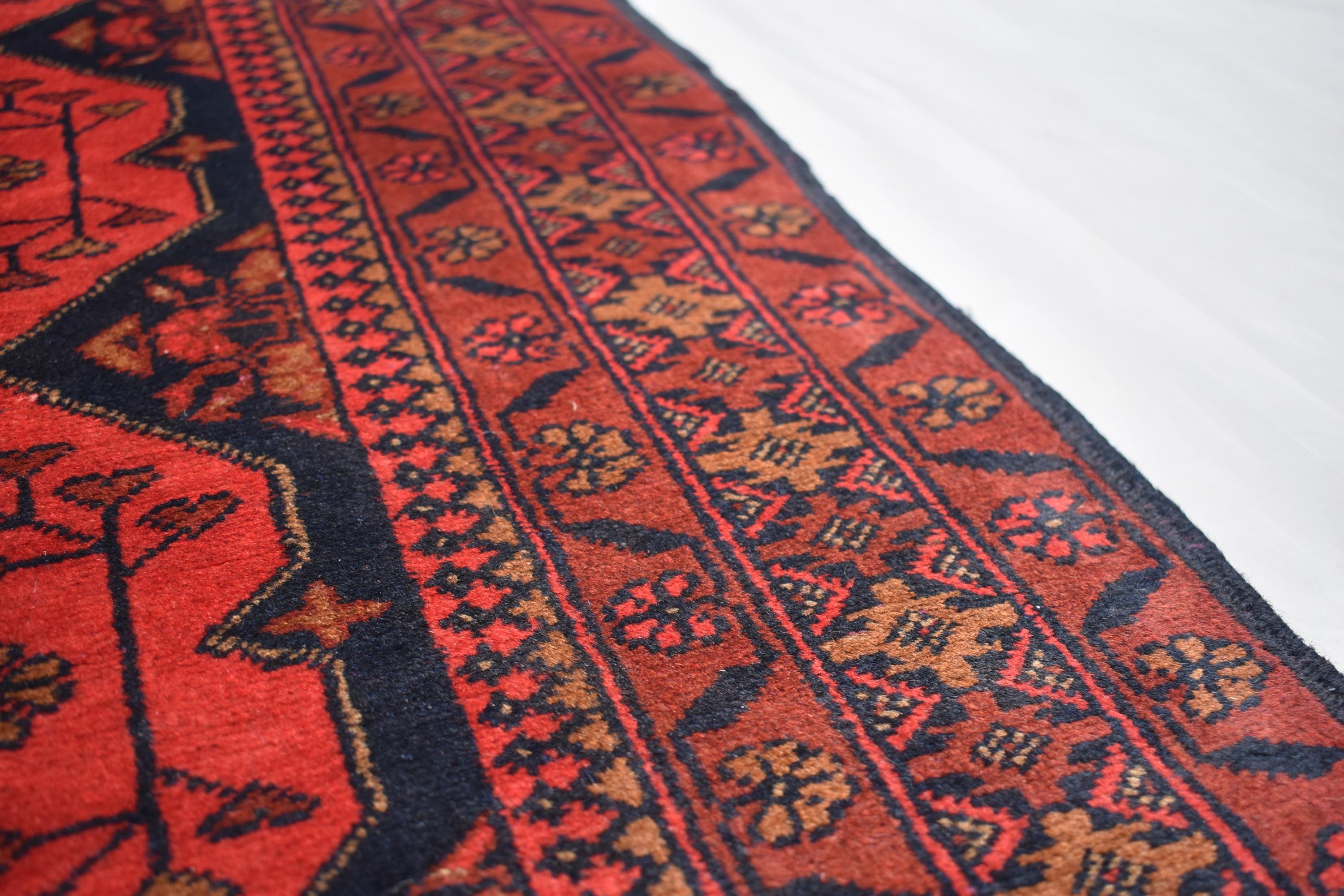 Vintage Khal Mohammadi Runner Rug - 9.15 x 2.72 ft - Handmade Afghan Wool Carpet, Red Hallway Runner, Entry Way Rug, Collectible Rug