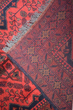 Vintage Khal Mohammadi Runner Rug - 9.15 x 2.72 ft - Handmade Afghan Wool Carpet, Red Hallway Runner, Entry Way Rug, Collectible Rug