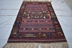 Antique 1950s Kilim Rug – Vintage Afghan Handmade Wool Carpet, 6.11 x 4.5 ft | Mid-Century Tribal Flat Weave Decor, Farm House Rug