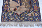 100-Year-Old Afghan War Rug – Handmade Wool Tribal Carpet, 6.6 x 3.6 ft | Rare Collectible with Unique Human Figures | Wall Hanging Rug