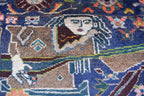 100-Year-Old Afghan War Rug – Handmade Wool Tribal Carpet, 6.6 x 3.6 ft | Rare Collectible with Unique Human Figures | Wall Hanging Rug