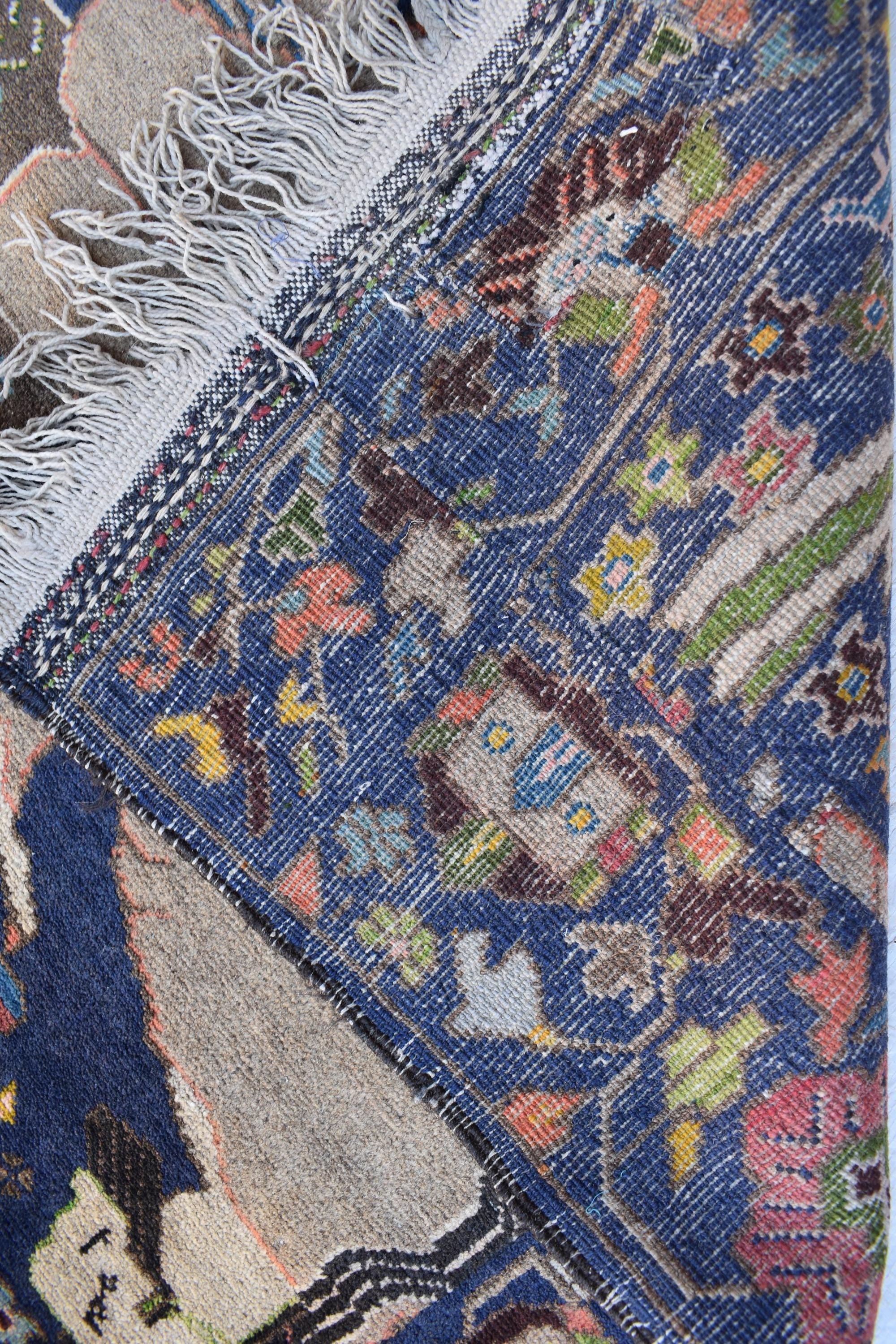 100-Year-Old Afghan War Rug – Handmade Wool Tribal Carpet, 6.6 x 3.6 ft | Rare Collectible with Unique Human Figures | Wall Hanging Rug