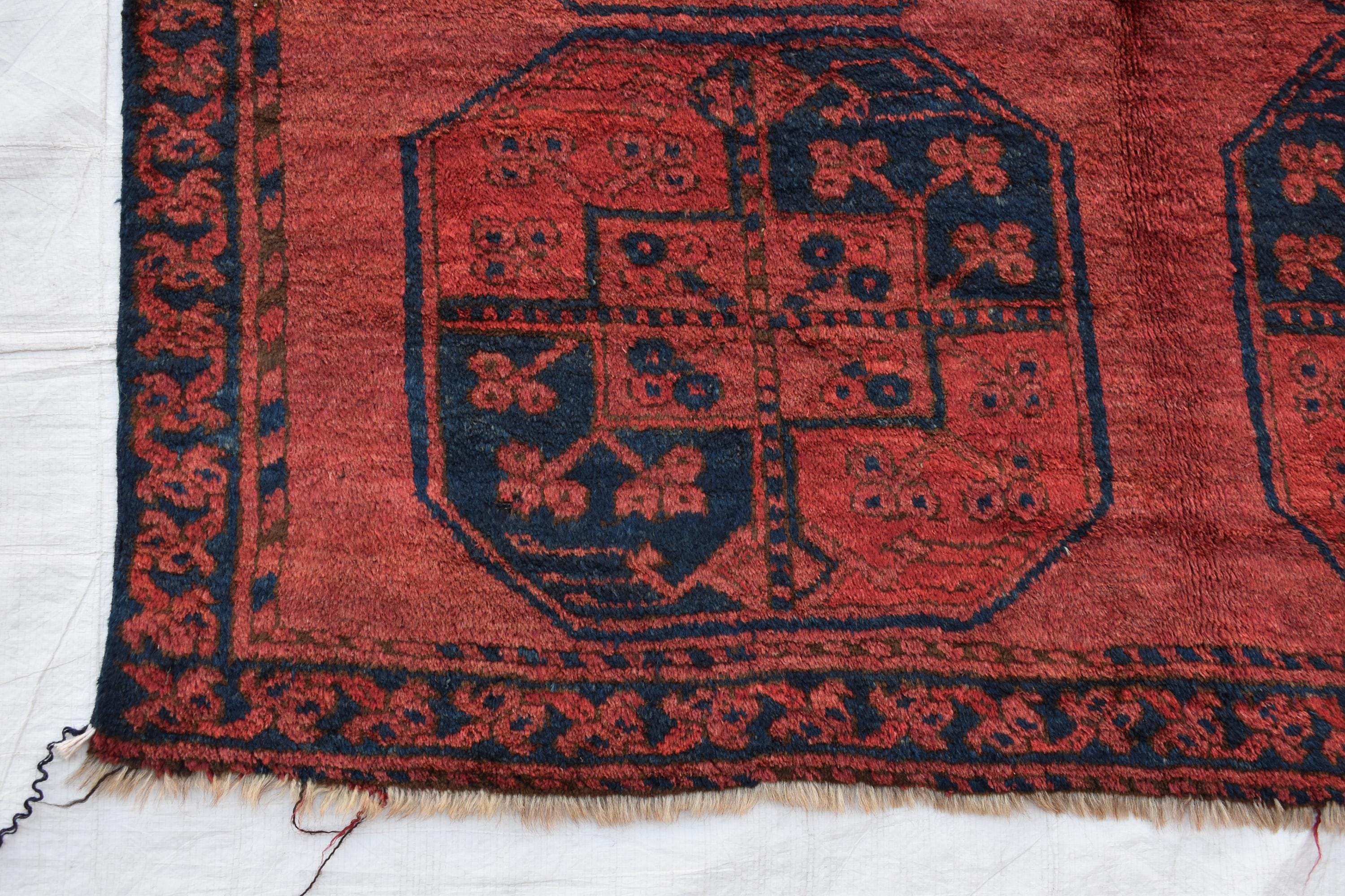 Antique 1920s Rug – Vintage Handmade Wool Carpet 6.4 x 4.4 ft | Authentic Afghan Tribal Decor, Bedroom Rug, Farm House Rug