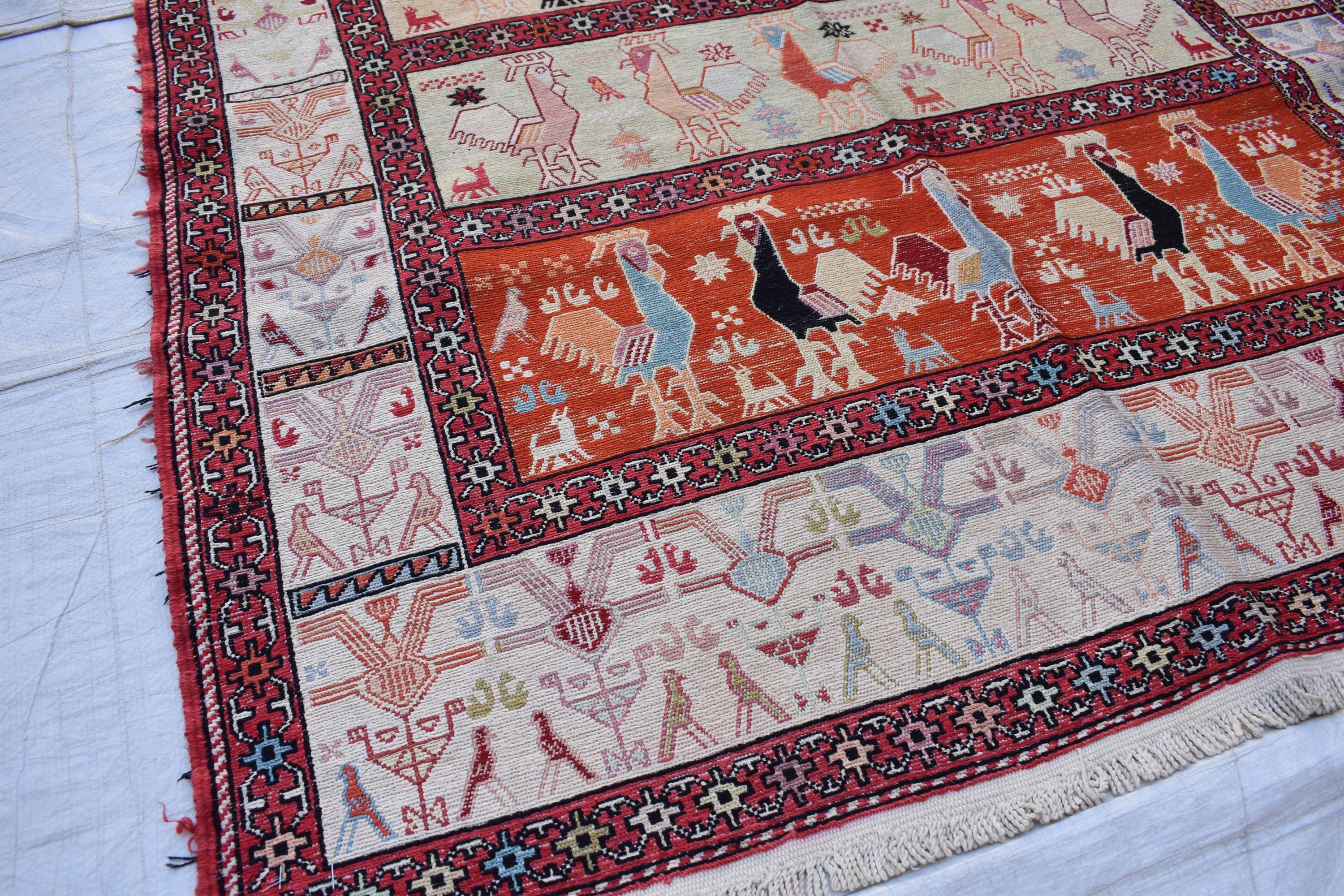 4x7 1990s Antique Afghan Rug-Vintage Handwoven Carpet with Geometric Patterns-Timeless Home Decor, Wall Hanging Rug 6.8x3.10 ft, Bedroom rug