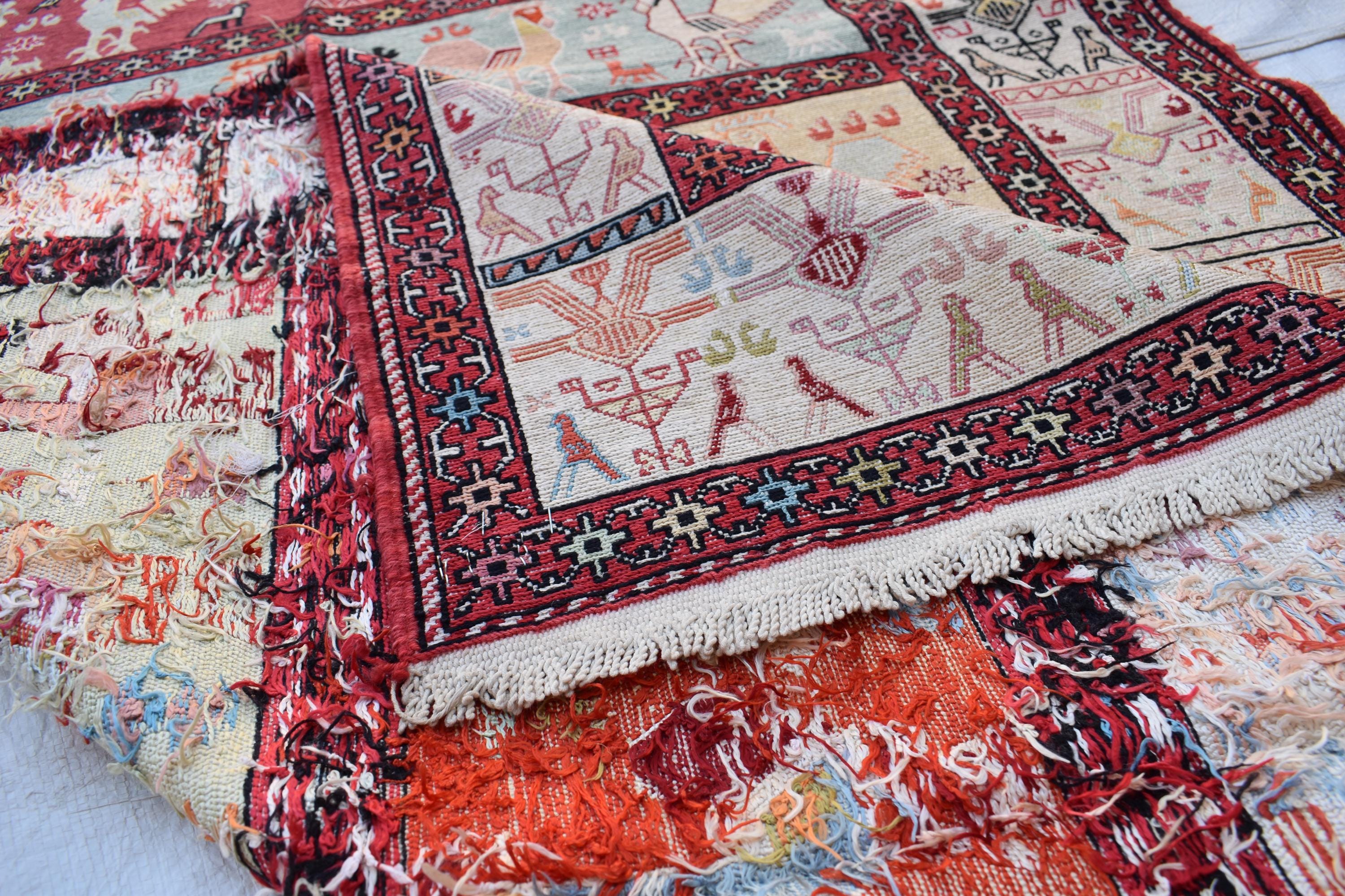 4x7 1990s Antique Afghan Rug-Vintage Handwoven Carpet with Geometric Patterns-Timeless Home Decor, Wall Hanging Rug 6.8x3.10 ft, Bedroom rug
