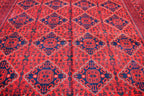 9x11 Red and Navy Blue Afghan Handmade Bukhara Rug - Geometric Design - Large Wool Area Carpet, Living Room, Dining Room Rug 11.3x8.10 ft