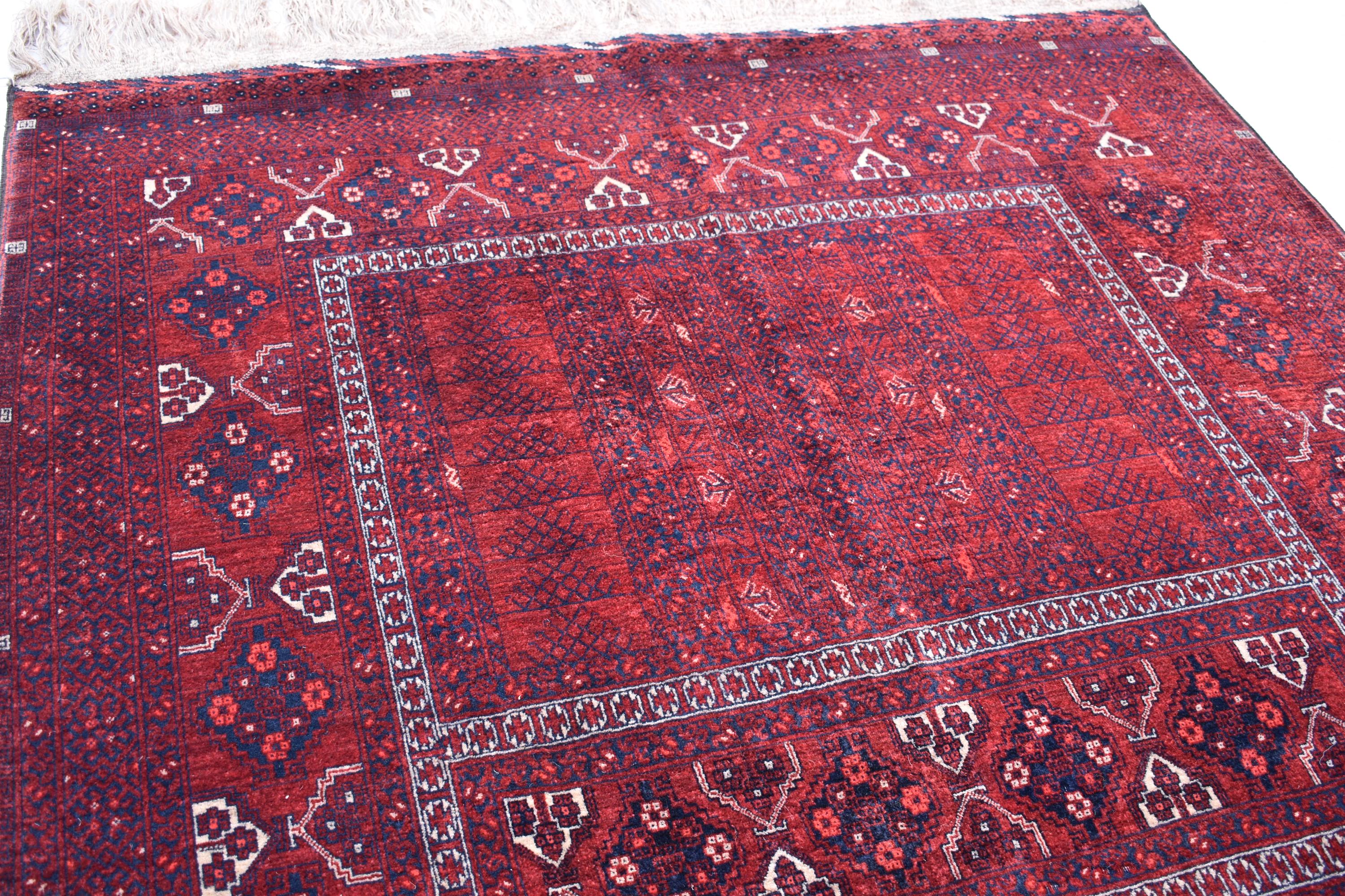 5x7 Antique 50+ Year-Old Afghan Parda Rug - Vintage Handwoven Wool Carpet with Geometric Patterns - Bohemian Decor, Bedroom Rug 7.2x5.4 ft