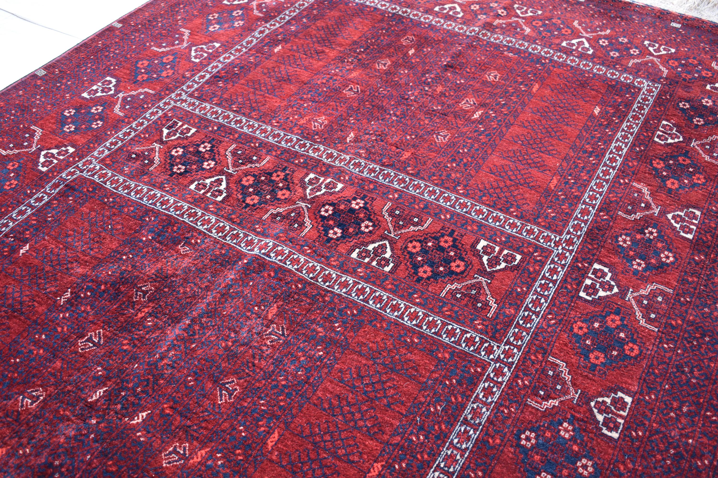 5x7 Antique 50+ Year-Old Afghan Parda Rug - Vintage Handwoven Wool Carpet with Geometric Patterns - Bohemian Decor, Bedroom Rug 7.2x5.4 ft