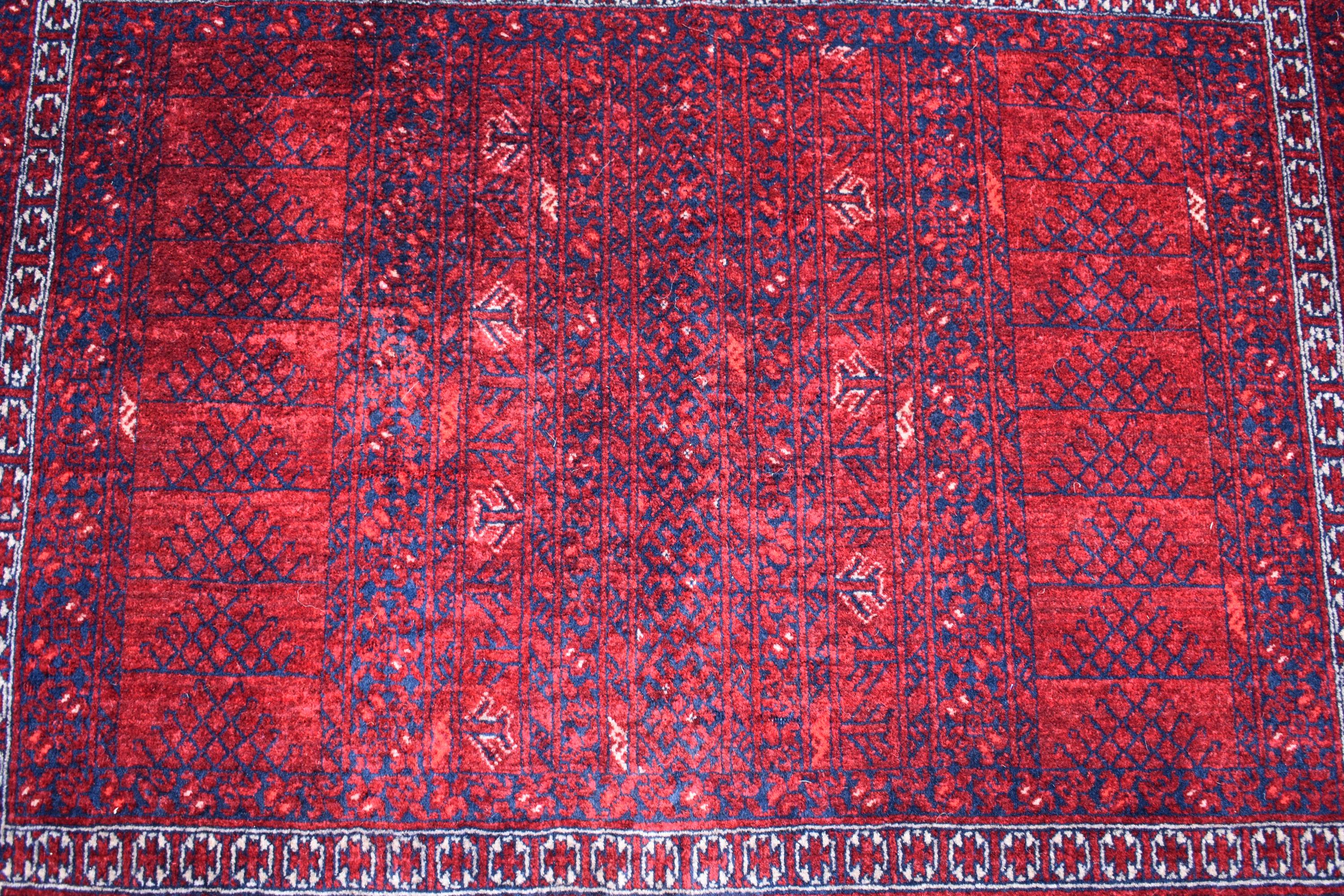 5x7 Antique 50+ Year-Old Afghan Parda Rug - Vintage Handwoven Wool Carpet with Geometric Patterns - Bohemian Decor, Bedroom Rug 7.2x5.4 ft
