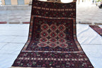 Vintage 50-Year-Old Kilim Rug - 6.8 x 4.2 ft Handwoven Afghan Wool Carpet with Geometric Patterns, Living Room Rug, Wall Hanging Rug