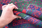 5x7 Authentic Bukhara Khal Mohammadi Rug-Handwoven Afghan Wool Carpet- Rich Red Green Tones, Geometric Patterns, Living Room Rug 6.10x5.1 ft