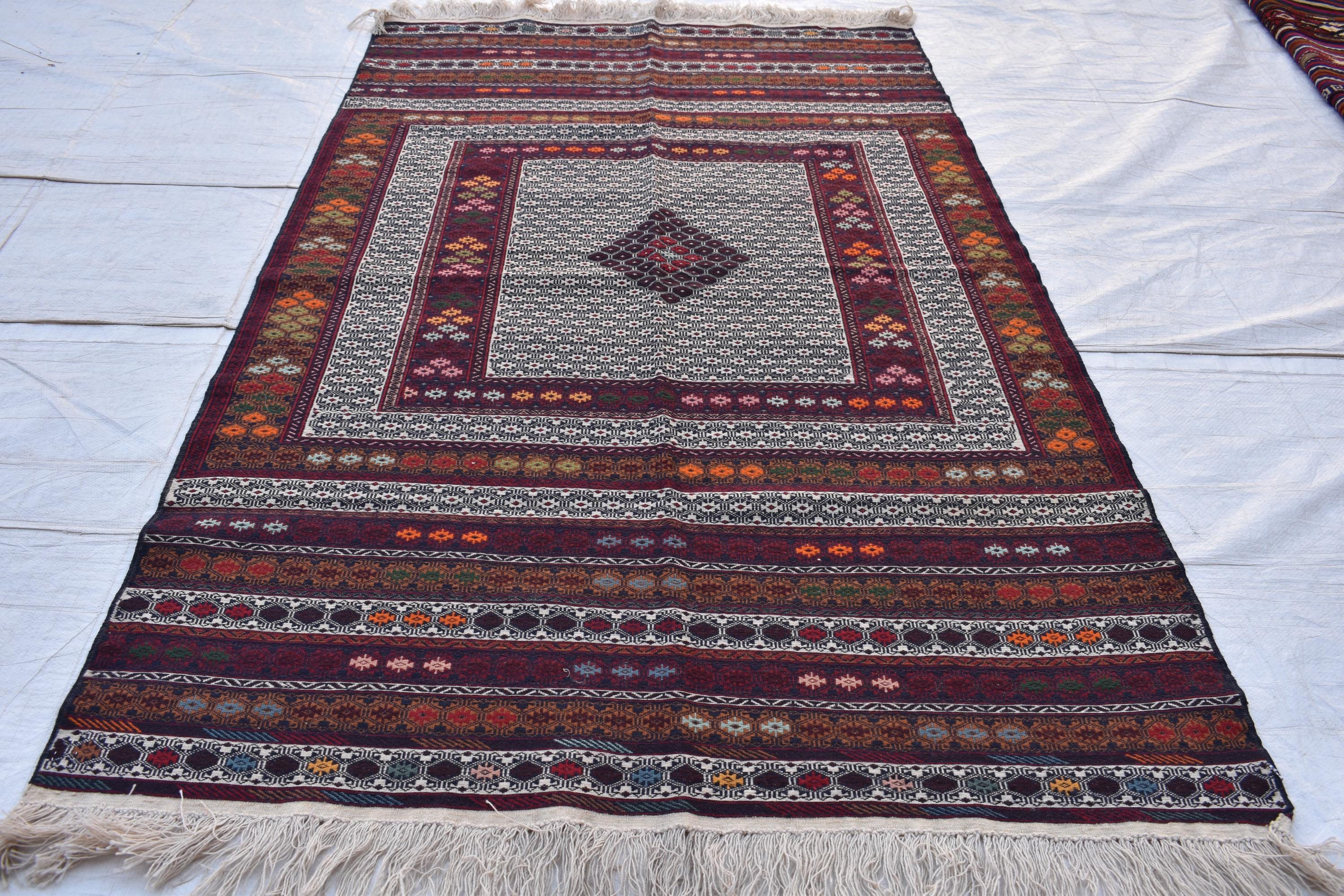 Vintage 50-Year-Old Silk Kilim Rug – 6.8 x 4.1 ft | Authentic Handwoven Antique Carpet, Living Room Rug, Office Rug, Bedroom Rug
